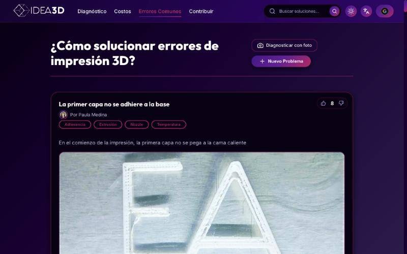Guía de errores de impresión 3D con soluciones de la comunidad y votos