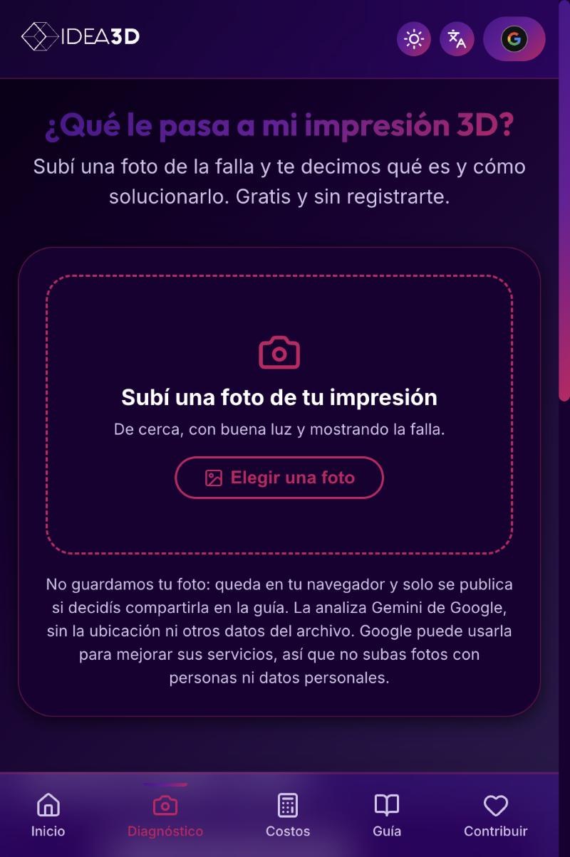 La misma página de diagnóstico en un teléfono, con navegación inferior